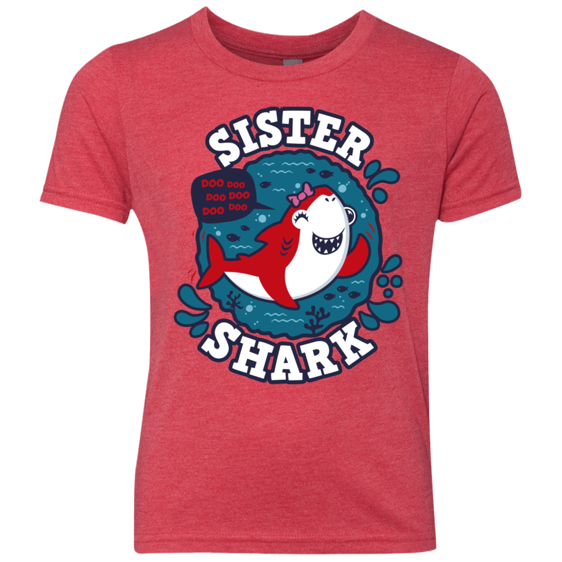 T-Shirts Vintage Red / YXS Shark Family trazo - Sister Youth Triblend T-Shirt