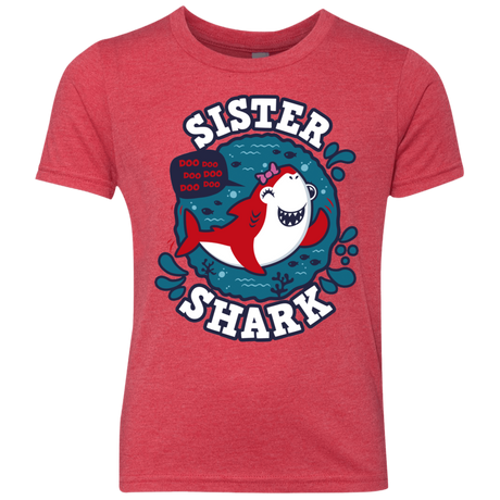 T-Shirts Vintage Red / YXS Shark Family trazo - Sister Youth Triblend T-Shirt