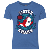 T-Shirts Vintage Royal / YXS Shark Family trazo - Sister Youth Triblend T-Shirt