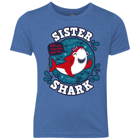 T-Shirts Vintage Royal / YXS Shark Family trazo - Sister Youth Triblend T-Shirt