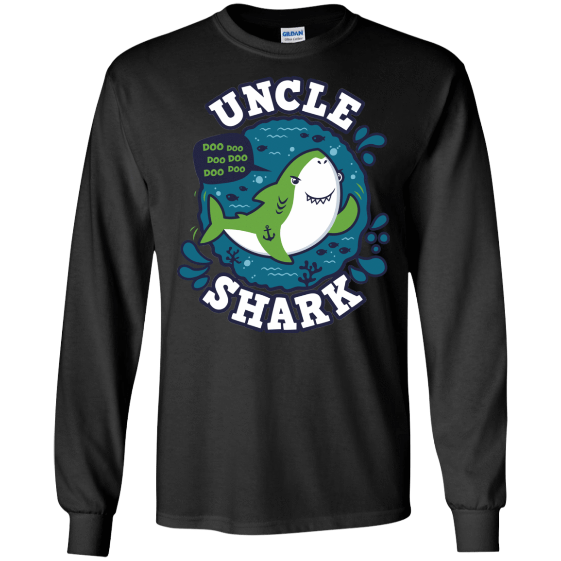 T-Shirts Black / S Shark Family trazo - Uncle Men's Long Sleeve T-Shirt