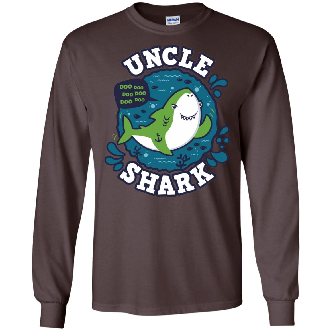 T-Shirts Dark Chocolate / S Shark Family trazo - Uncle Men's Long Sleeve T-Shirt