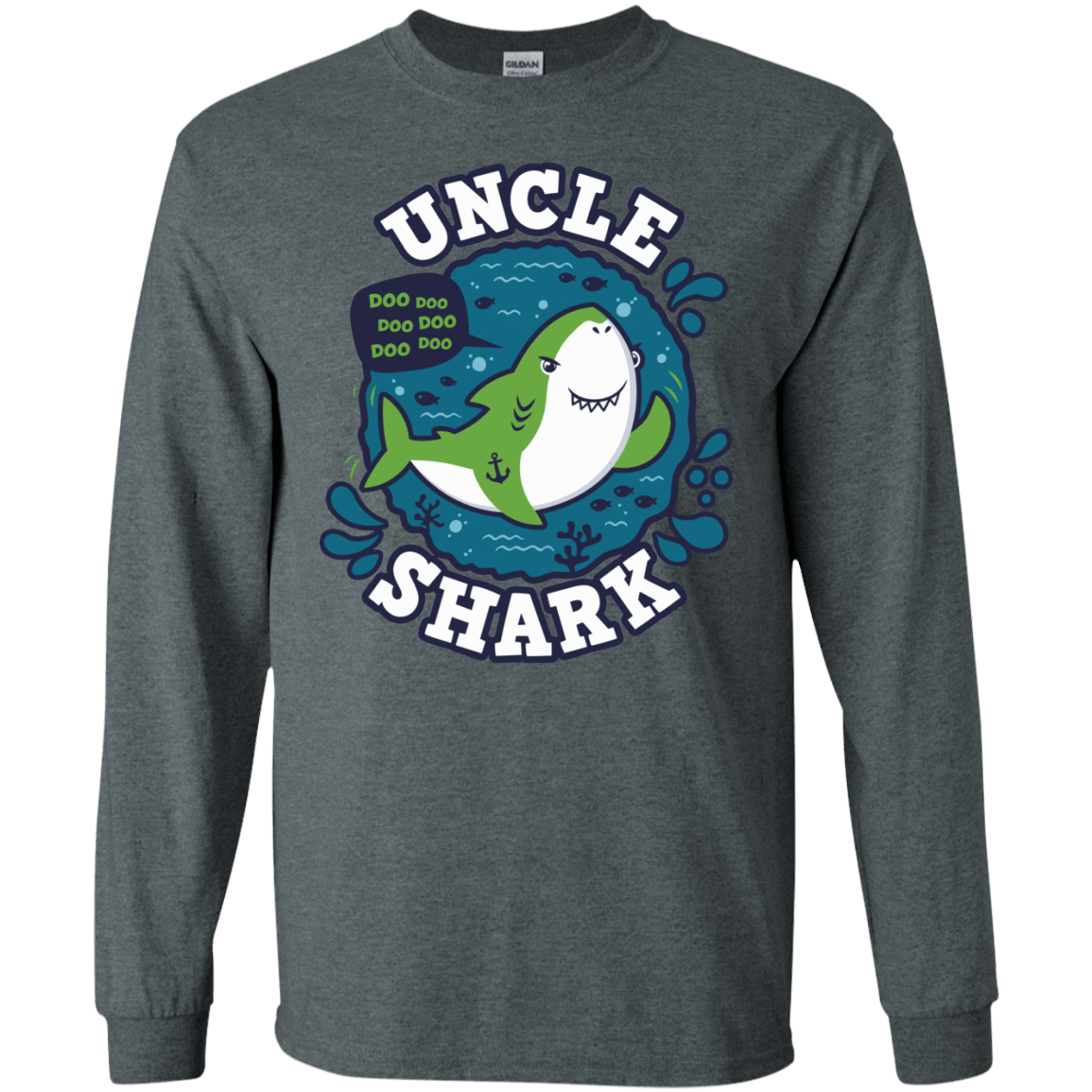 T-Shirts Dark Heather / S Shark Family trazo - Uncle Men's Long Sleeve T-Shirt