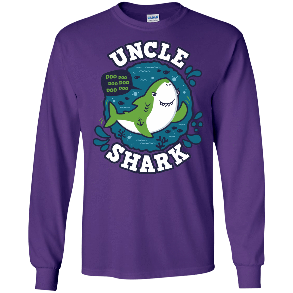 T-Shirts Purple / S Shark Family trazo - Uncle Men's Long Sleeve T-Shirt