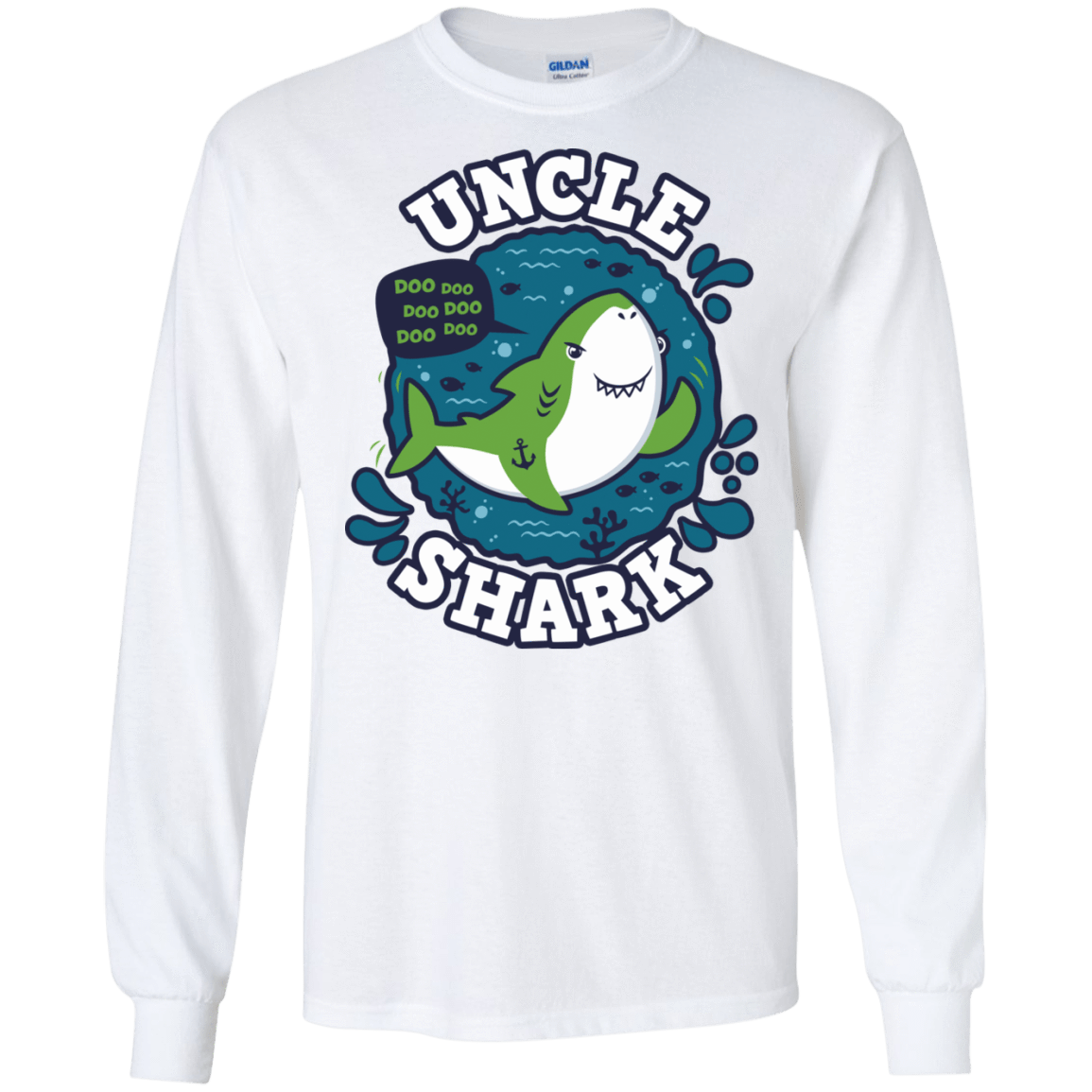 T-Shirts White / S Shark Family trazo - Uncle Men's Long Sleeve T-Shirt