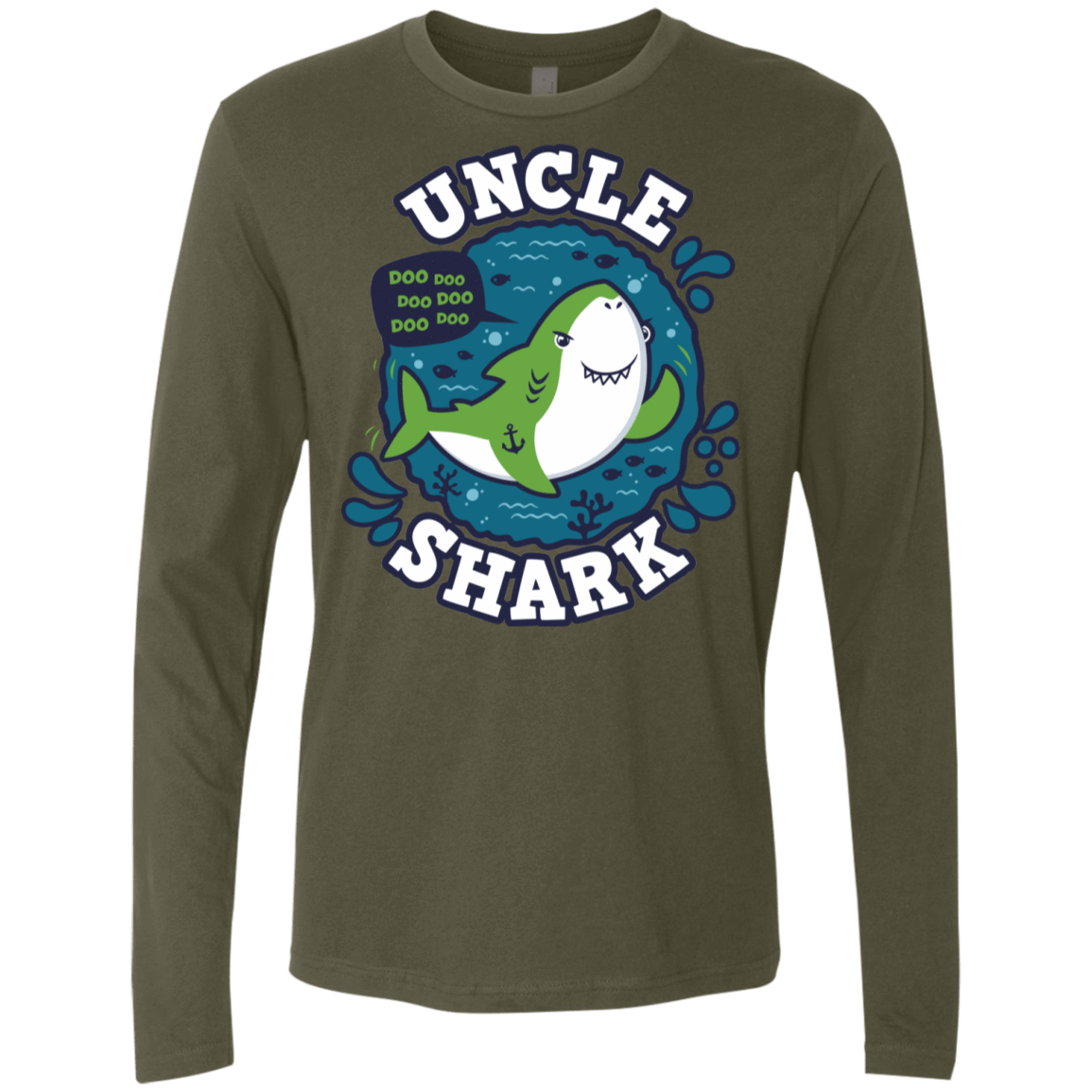 T-Shirts Military Green / S Shark Family trazo - Uncle Men's Premium Long Sleeve