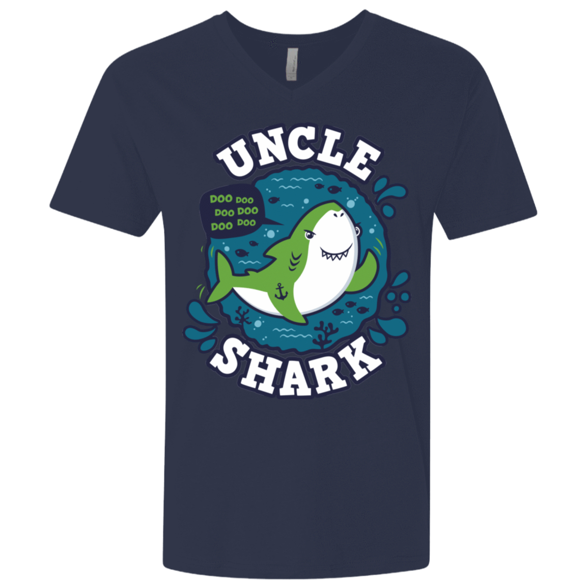 T-Shirts Midnight Navy / X-Small Shark Family trazo - Uncle Men's Premium V-Neck