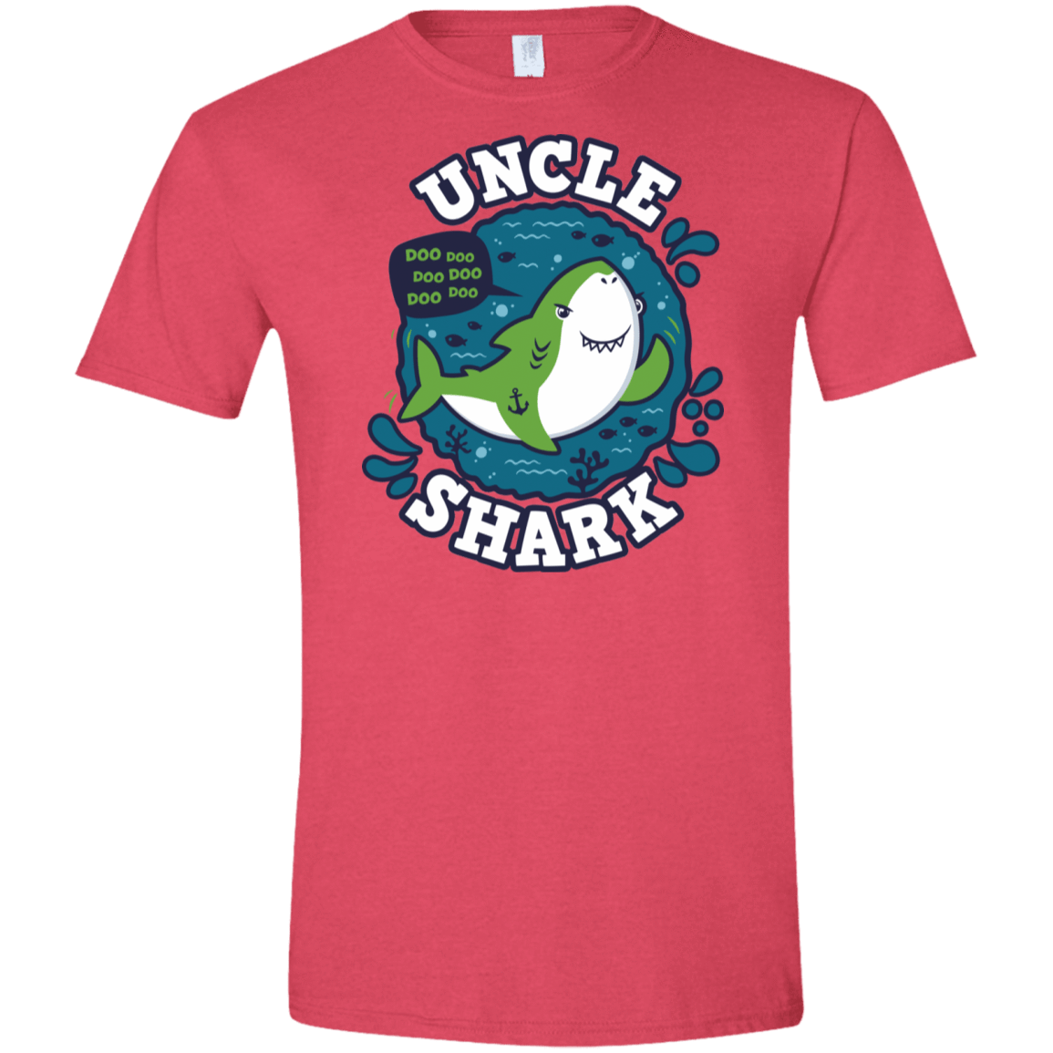 T-Shirts Heather Red / S Shark Family trazo - Uncle Men's Semi-Fitted Softstyle