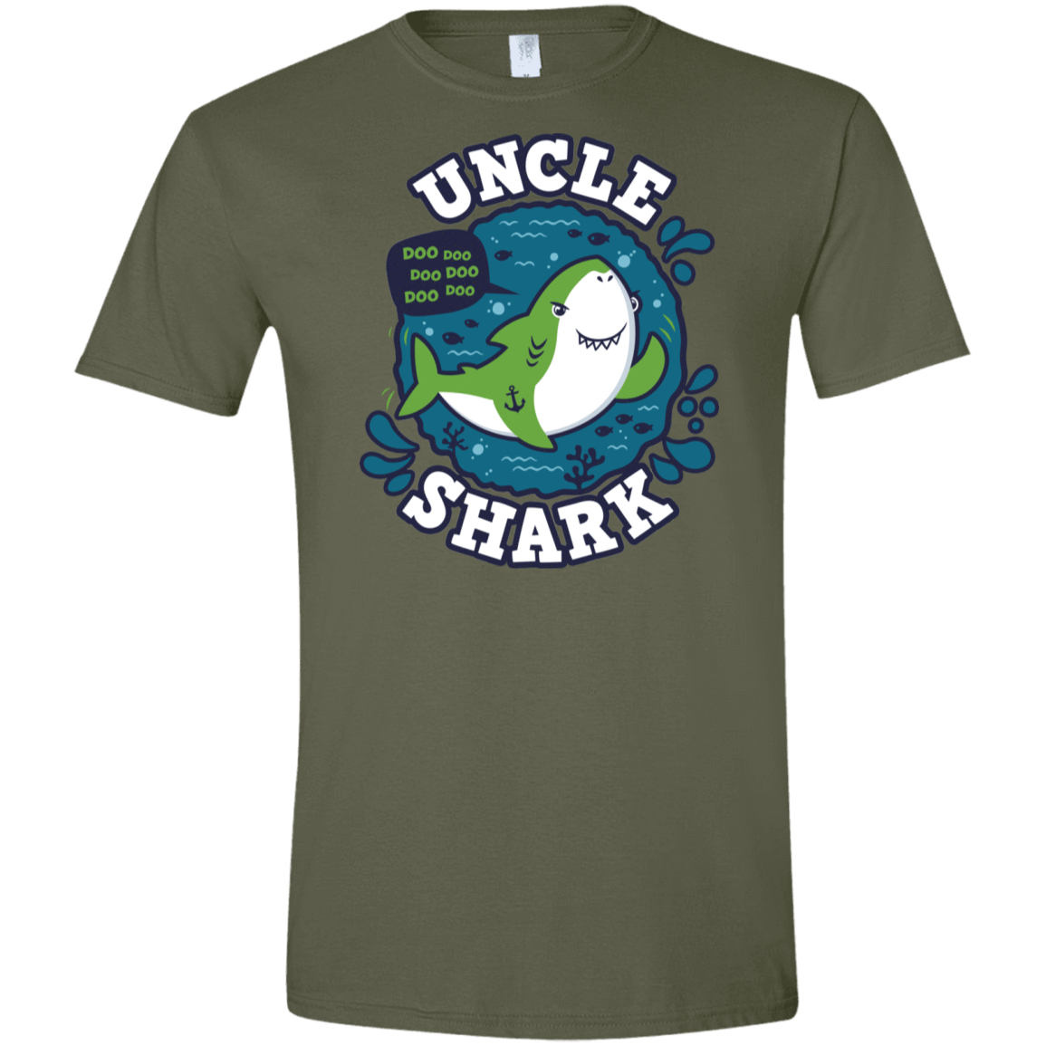 T-Shirts Military Green / S Shark Family trazo - Uncle Men's Semi-Fitted Softstyle