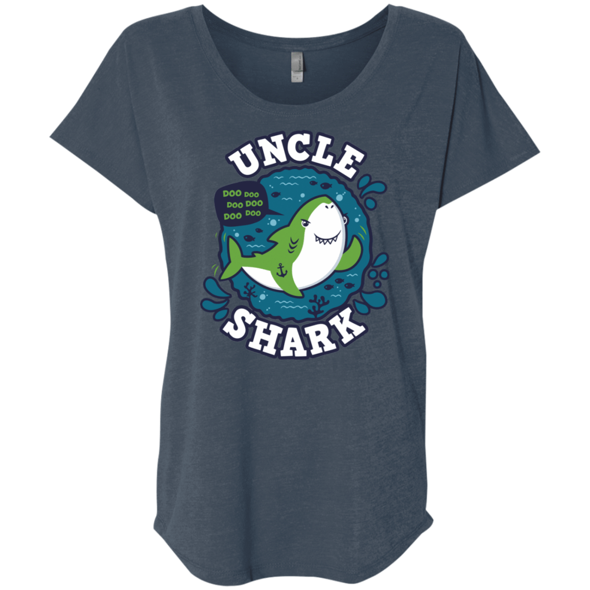 T-Shirts Indigo / X-Small Shark Family trazo - Uncle Triblend Dolman Sleeve