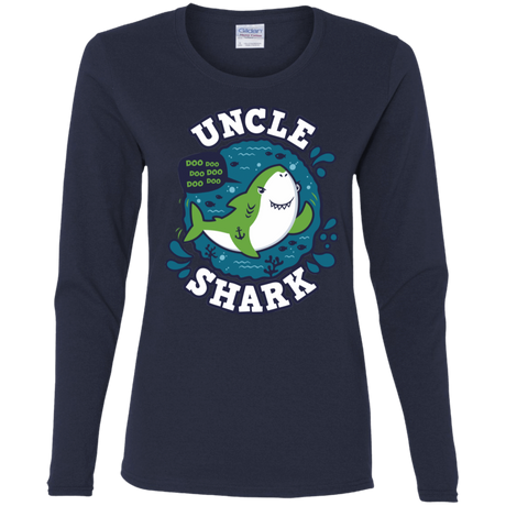 T-Shirts Navy / S Shark Family trazo - Uncle Women's Long Sleeve T-Shirt