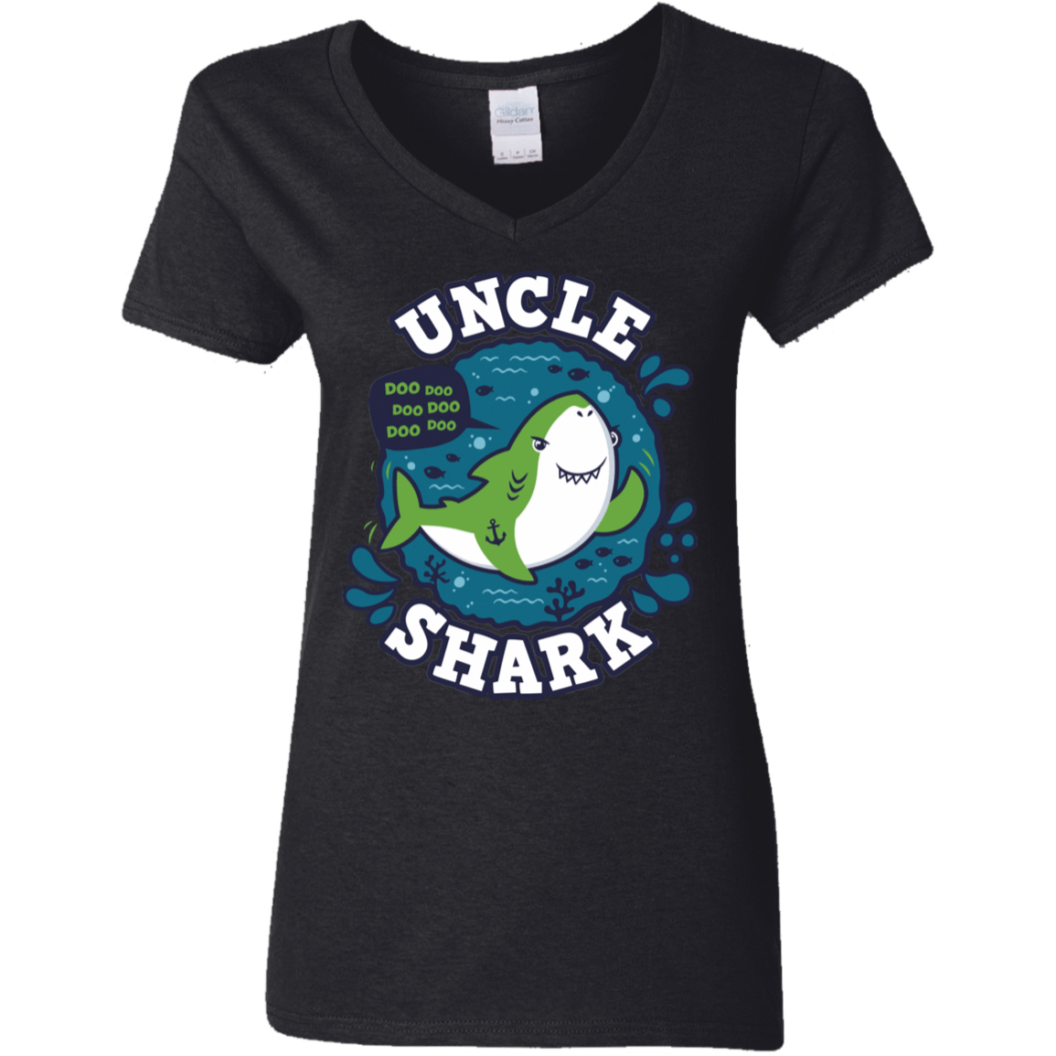 T-Shirts Black / S Shark Family trazo - Uncle Women's V-Neck T-Shirt