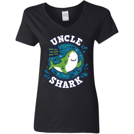 T-Shirts Black / S Shark Family trazo - Uncle Women's V-Neck T-Shirt