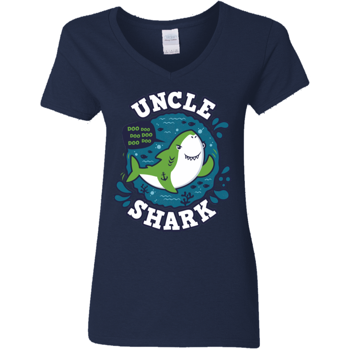 T-Shirts Navy / S Shark Family trazo - Uncle Women's V-Neck T-Shirt