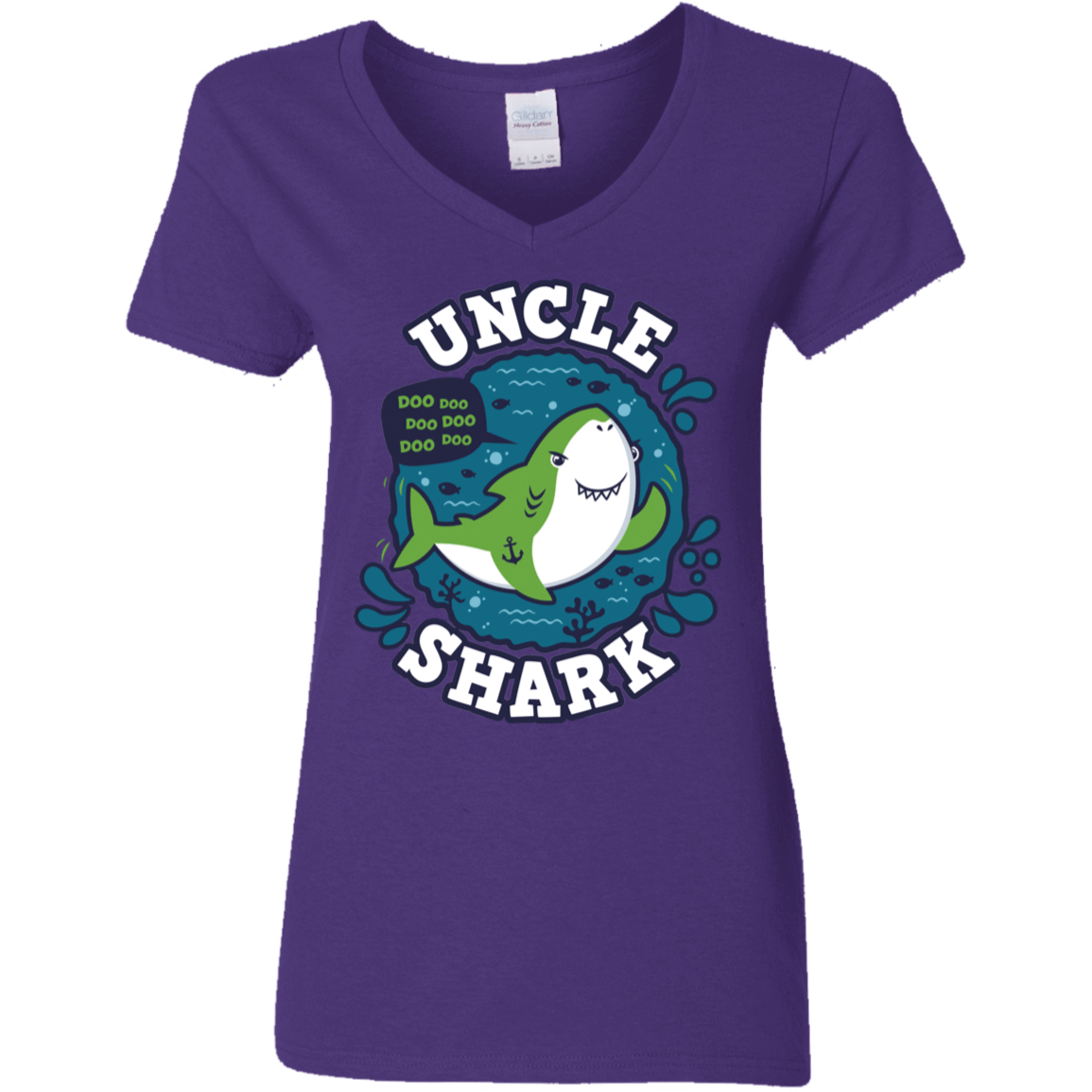 T-Shirts Purple / S Shark Family trazo - Uncle Women's V-Neck T-Shirt