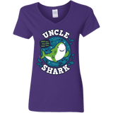 T-Shirts Purple / S Shark Family trazo - Uncle Women's V-Neck T-Shirt