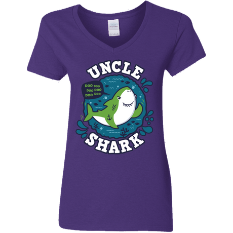 T-Shirts Purple / S Shark Family trazo - Uncle Women's V-Neck T-Shirt