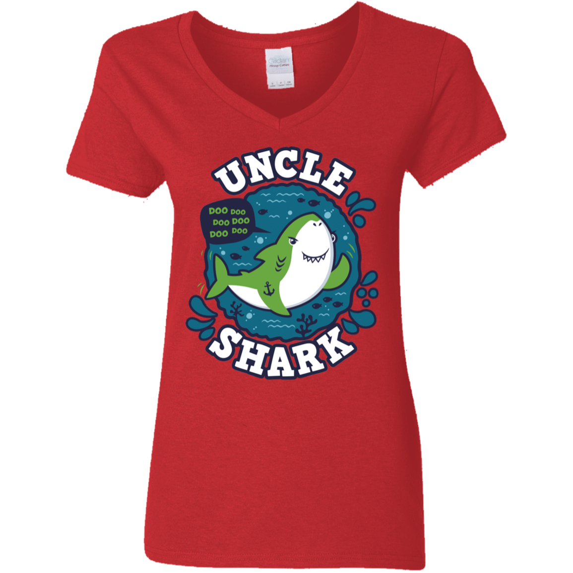 T-Shirts Red / S Shark Family trazo - Uncle Women's V-Neck T-Shirt