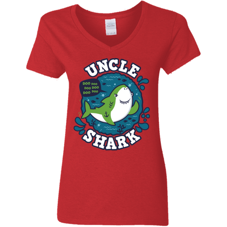 T-Shirts Red / S Shark Family trazo - Uncle Women's V-Neck T-Shirt