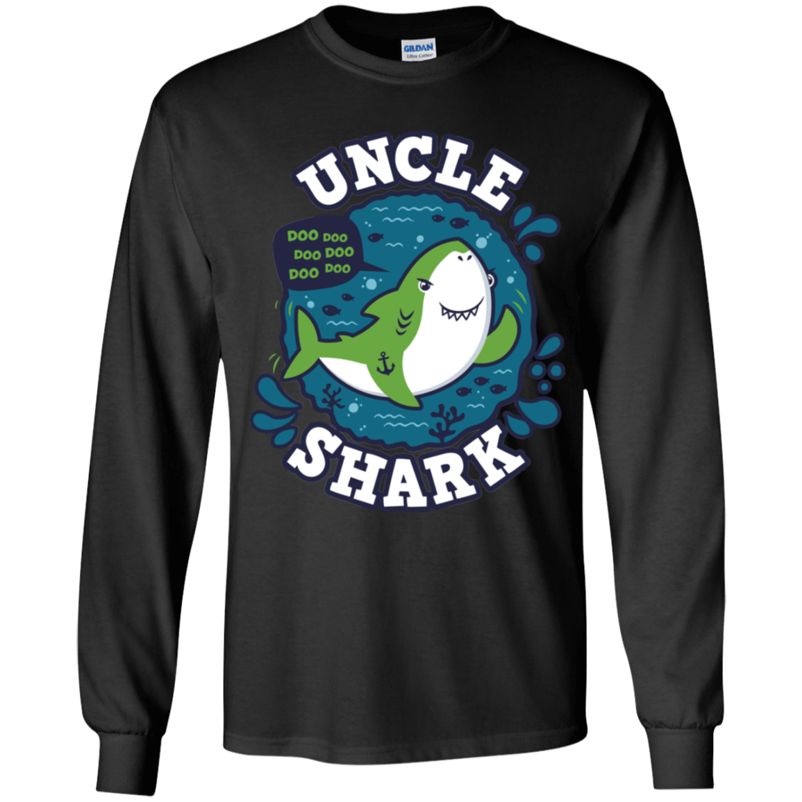 T-Shirts Black / YS Shark Family trazo - Uncle Youth Long Sleeve T-Shirt