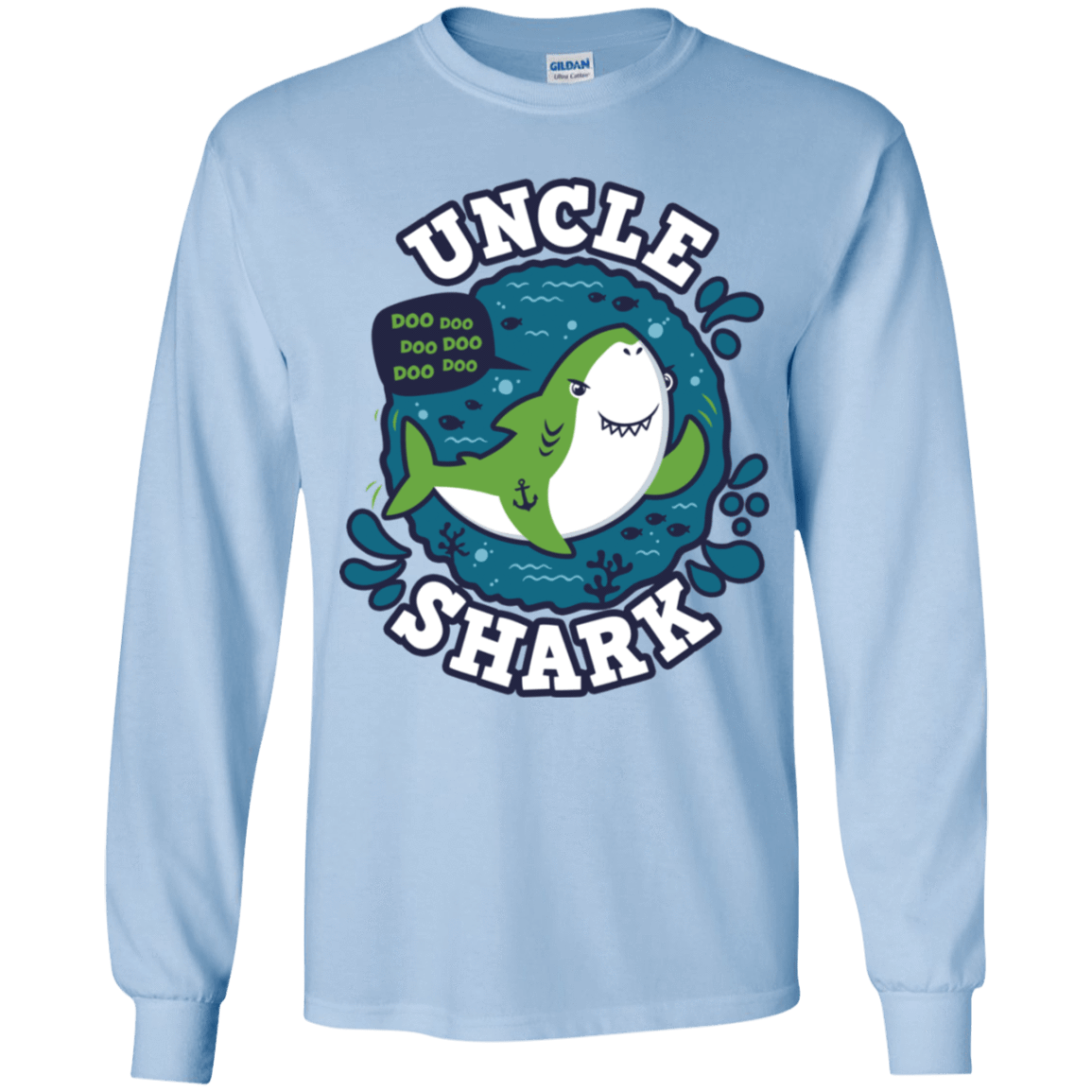 T-Shirts Light Blue / YS Shark Family trazo - Uncle Youth Long Sleeve T-Shirt