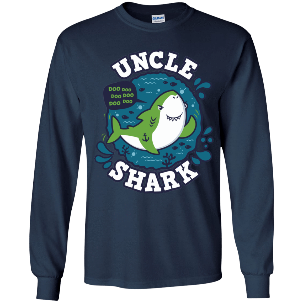 T-Shirts Navy / YS Shark Family trazo - Uncle Youth Long Sleeve T-Shirt