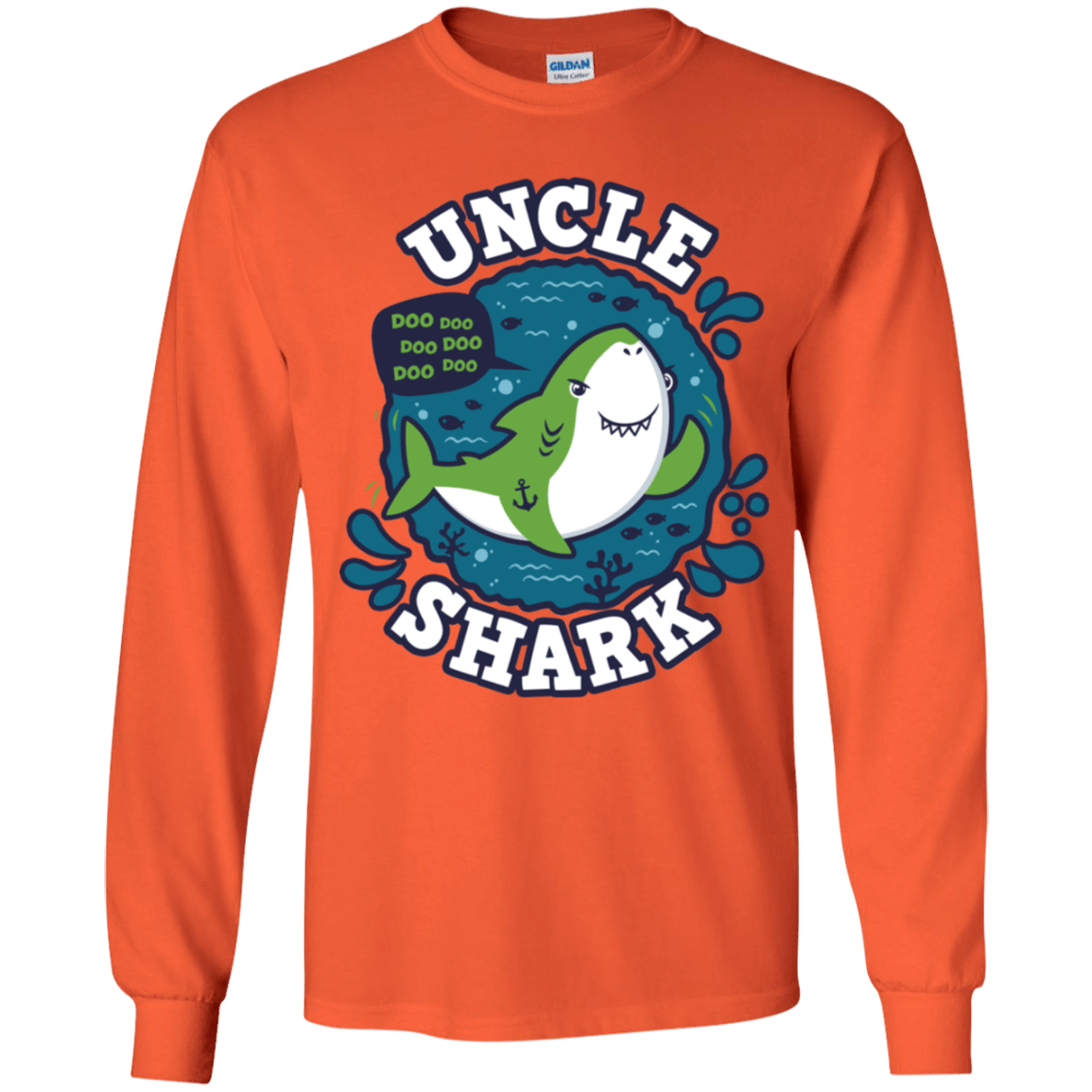 T-Shirts Orange / YS Shark Family trazo - Uncle Youth Long Sleeve T-Shirt