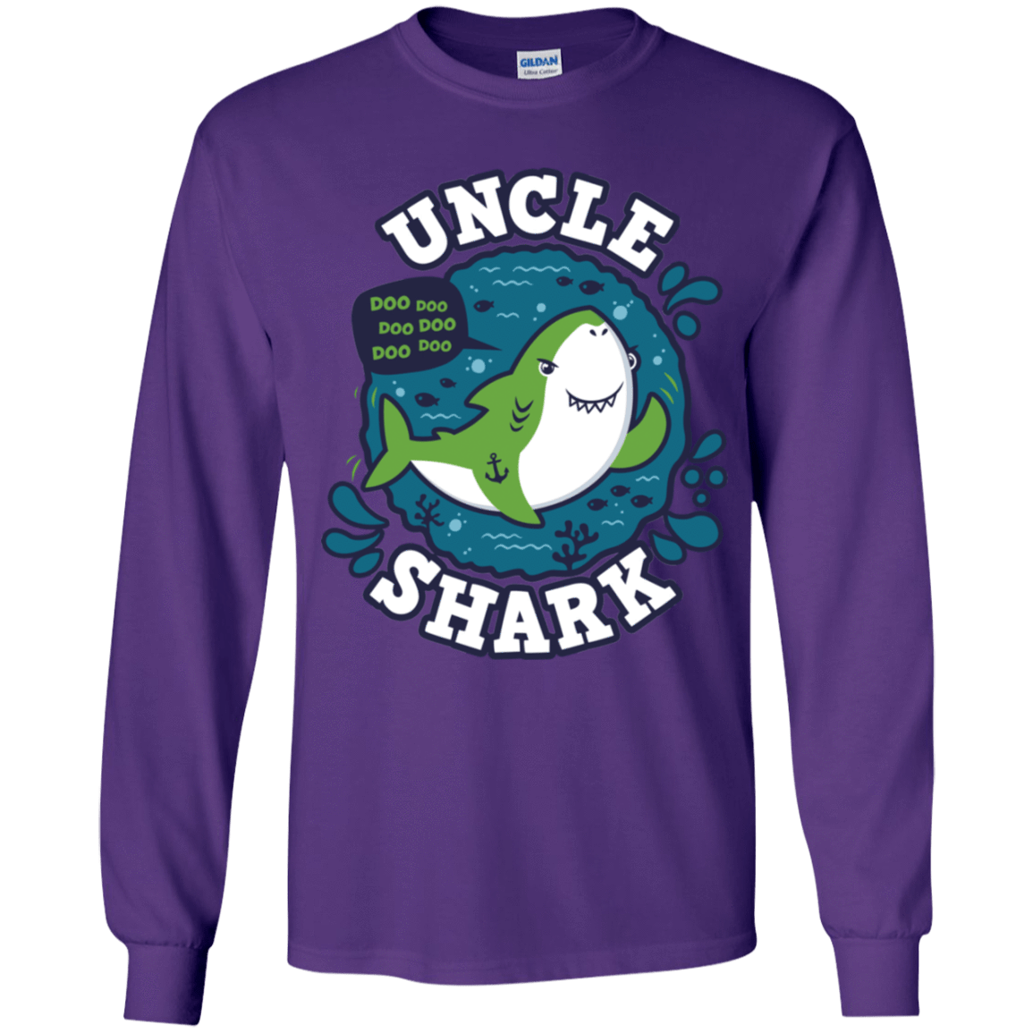 T-Shirts Purple / YS Shark Family trazo - Uncle Youth Long Sleeve T-Shirt