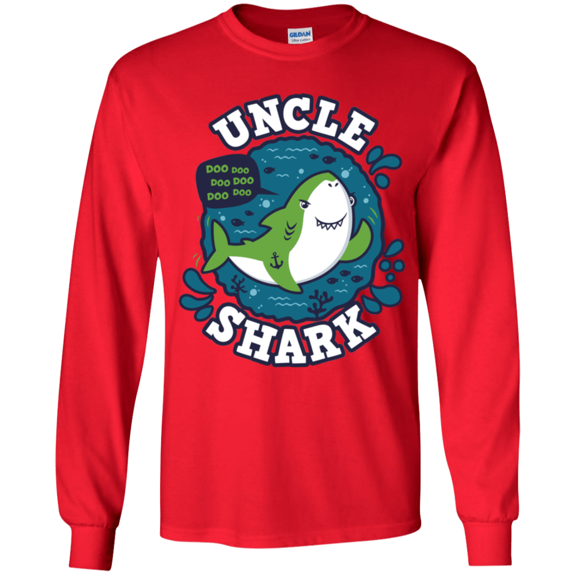 T-Shirts Red / YS Shark Family trazo - Uncle Youth Long Sleeve T-Shirt