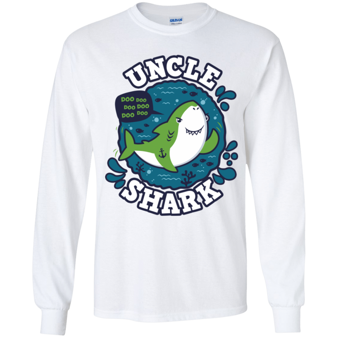 T-Shirts White / YS Shark Family trazo - Uncle Youth Long Sleeve T-Shirt