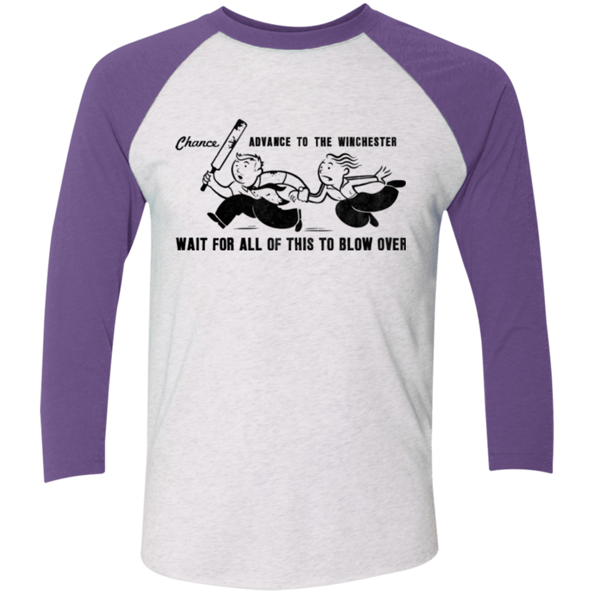 T-Shirts Heather White/Purple Rush / X-Small Shauns Last Chance Men's Triblend 3/4 Sleeve