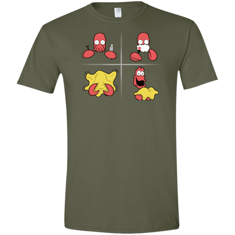 T-Shirts Military Green / S Shaving Process Men's Semi-Fitted Softstyle