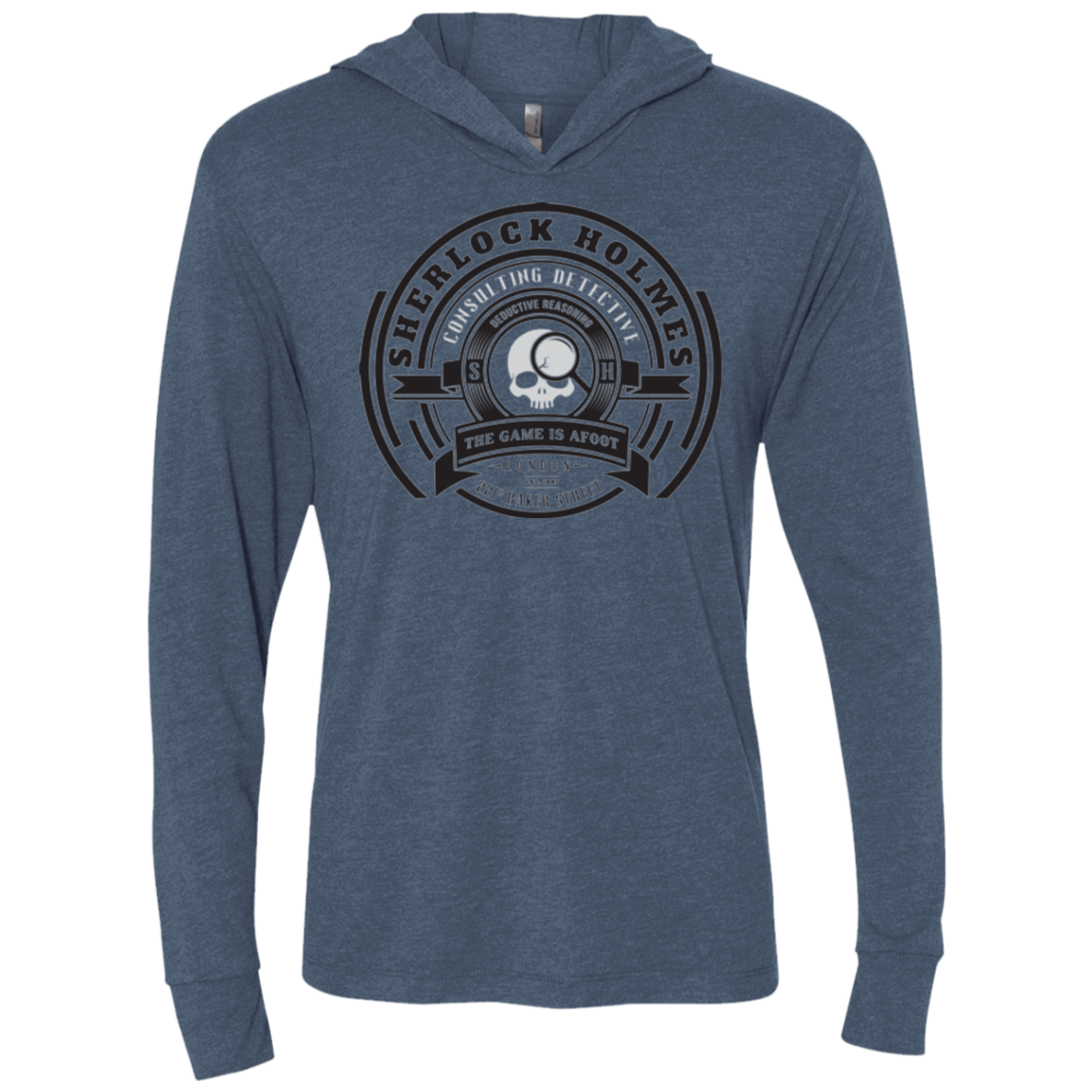 T-Shirts Indigo / X-Small Sherlock Holmes Triblend Long Sleeve Hoodie Tee
