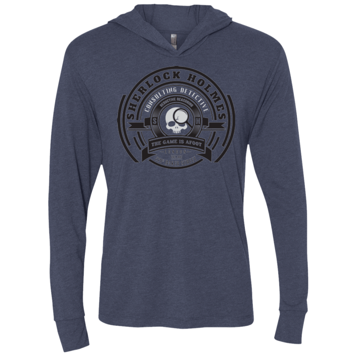 T-Shirts Vintage Navy / X-Small Sherlock Holmes Triblend Long Sleeve Hoodie Tee