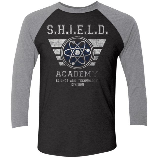 T-Shirts Vintage Black/Premium Heather / X-Small Shield Academy Men's Triblend 3/4 Sleeve