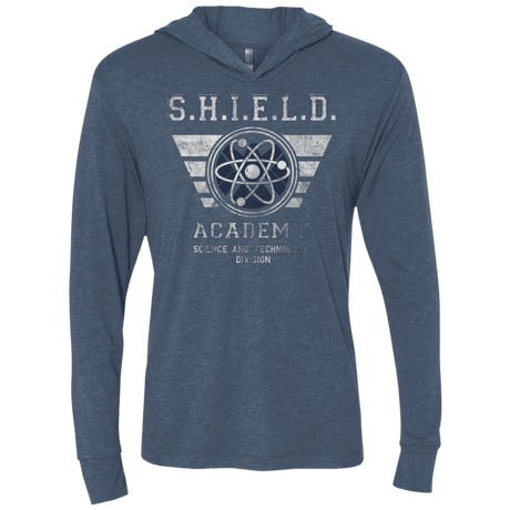 T-Shirts Indigo / X-Small Shield Academy Triblend Long Sleeve Hoodie Tee