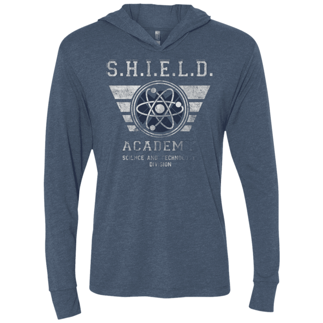 T-Shirts Indigo / X-Small Shield Academy Triblend Long Sleeve Hoodie Tee