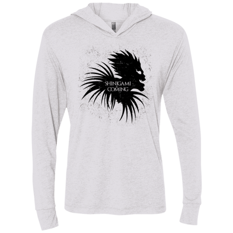 T-Shirts Heather White / X-Small Shinigami Is Coming Triblend Long Sleeve Hoodie Tee