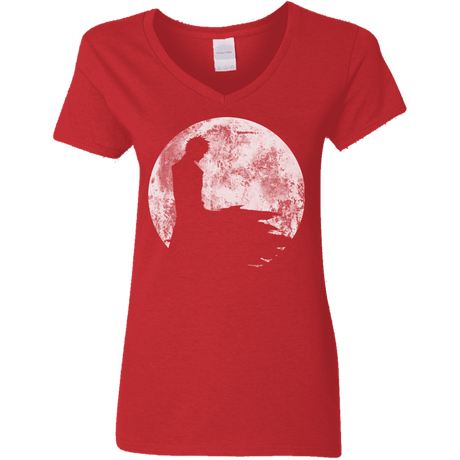 T-Shirts Red / S Shinigami Moon Women's V-Neck T-Shirt