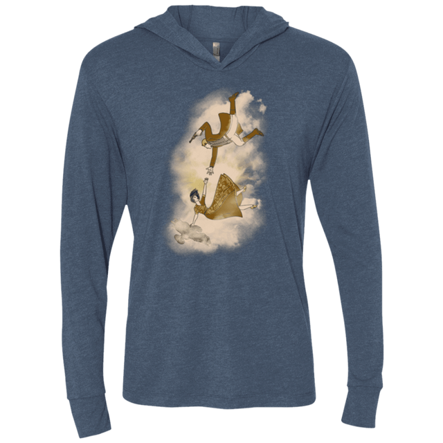 T-Shirts Indigo / X-Small Shiny Infinite Triblend Long Sleeve Hoodie Tee