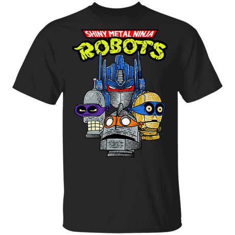T-Shirts Black / S Shiny Metal Ninja Robots T-Shirt