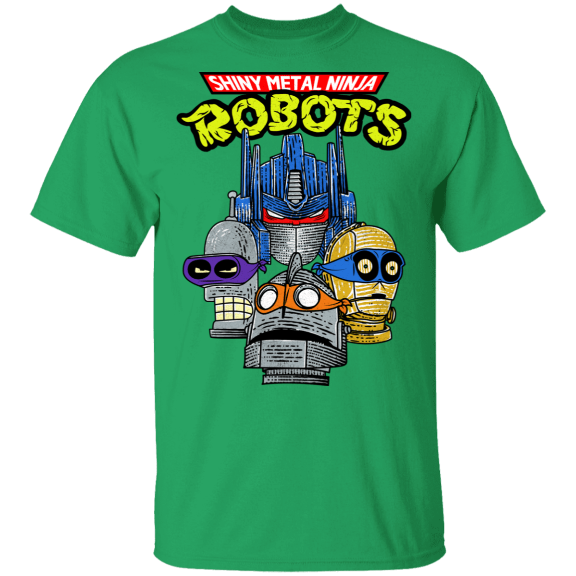 T-Shirts Irish Green / S Shiny Metal Ninja Robots T-Shirt