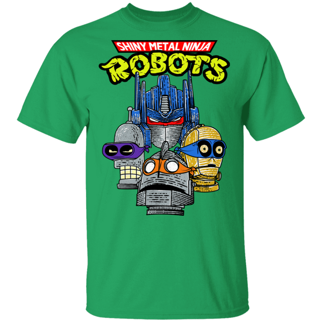 T-Shirts Irish Green / S Shiny Metal Ninja Robots T-Shirt