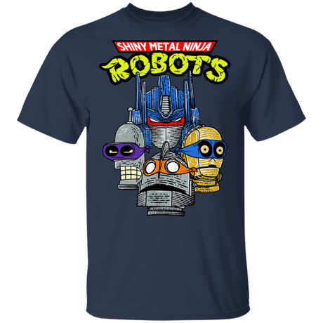 T-Shirts Navy / S Shiny Metal Ninja Robots T-Shirt
