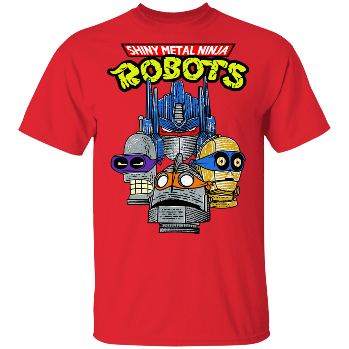 T-Shirts Red / S Shiny Metal Ninja Robots T-Shirt