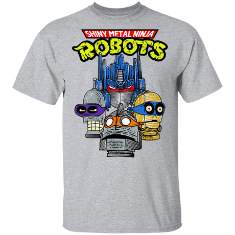 T-Shirts Sport Grey / S Shiny Metal Ninja Robots T-Shirt