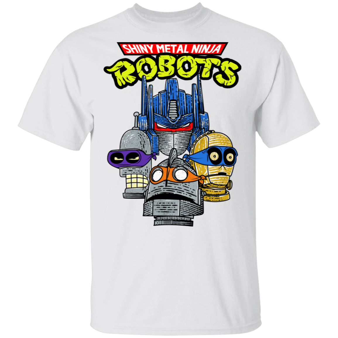 T-Shirts White / S Shiny Metal Ninja Robots T-Shirt