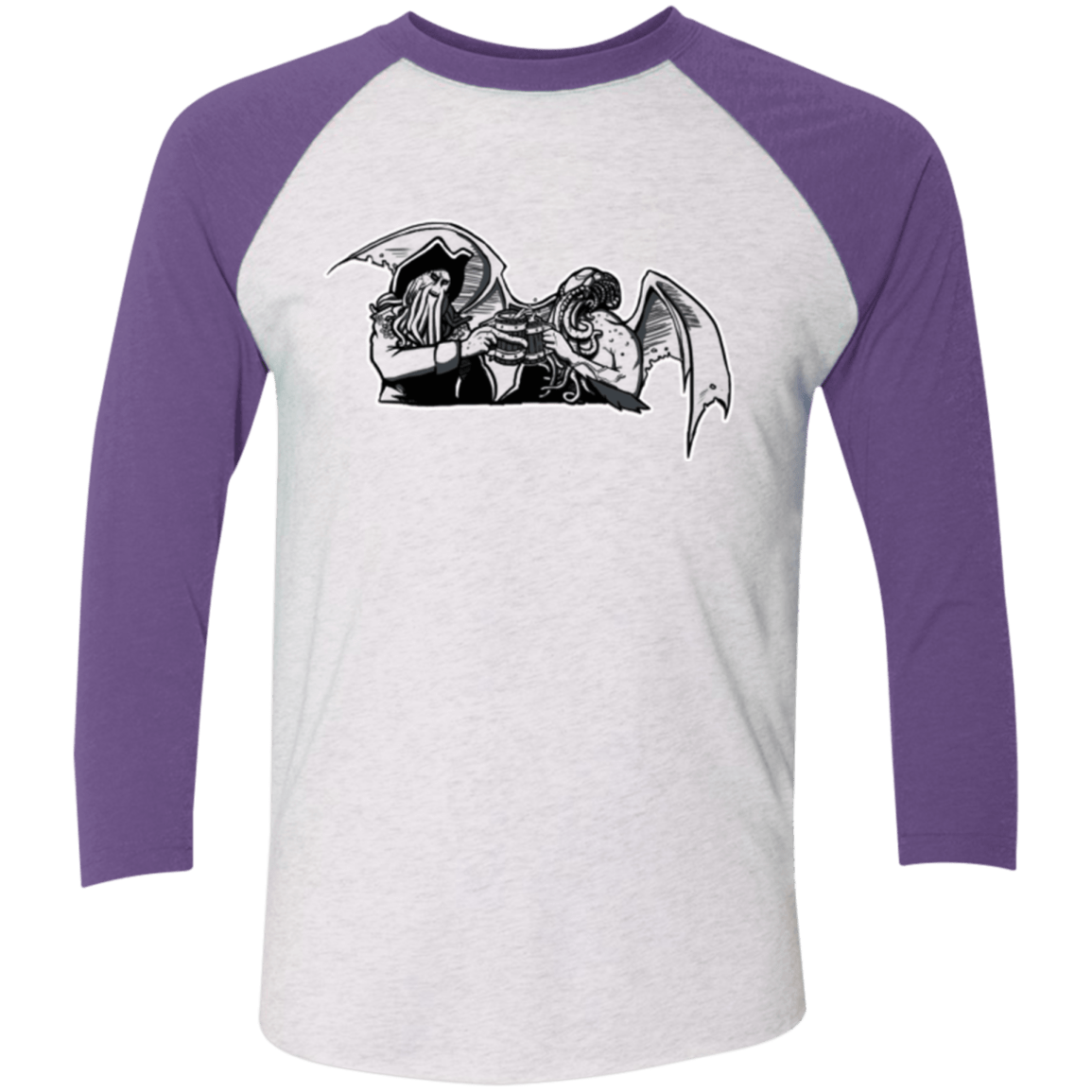 T-Shirts Heather White/Purple Rush / X-Small Shiver Me Tentacles Men's Triblend 3/4 Sleeve