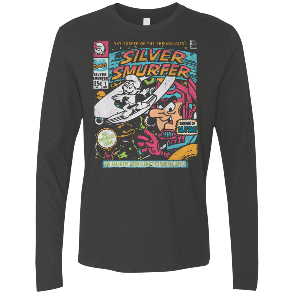 T-Shirts Heavy Metal / Small Silver Smurfer Men's Premium Long Sleeve