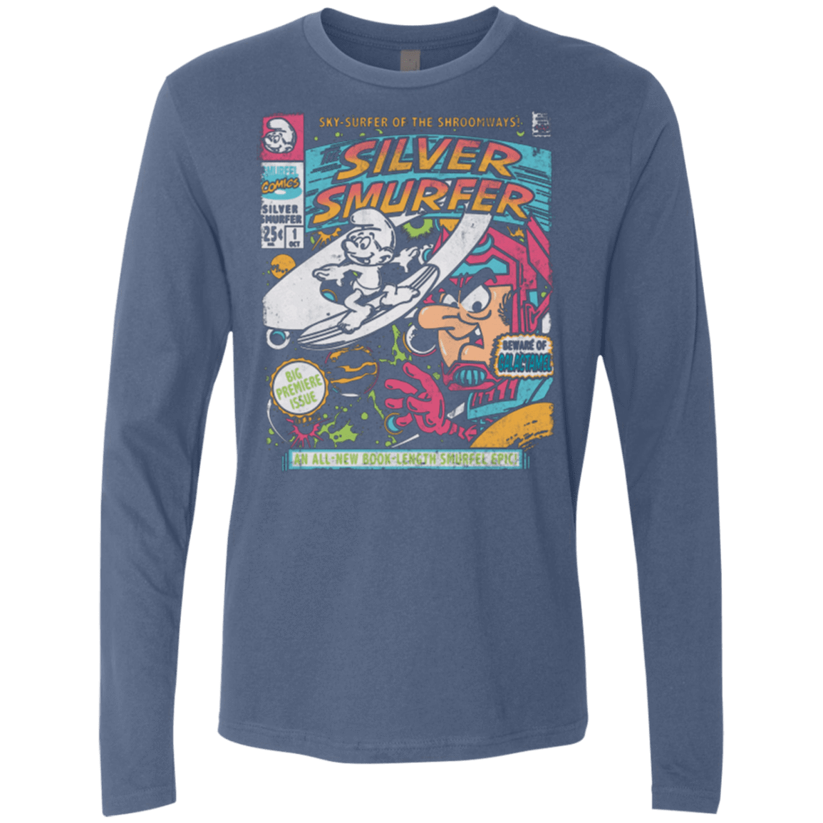 T-Shirts Indigo / Small Silver Smurfer Men's Premium Long Sleeve